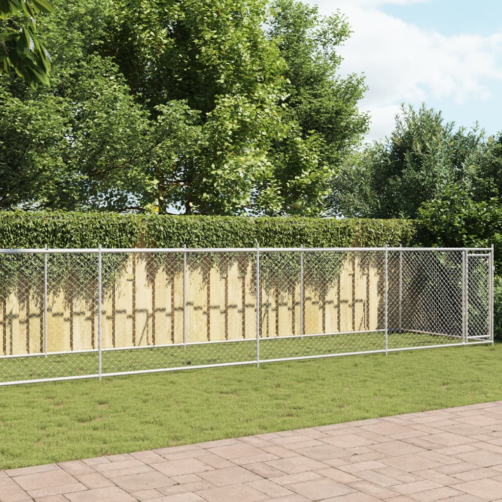 Hundezwinger mit Tür Grau 2x2x1,5 m Verzinkter Stahl