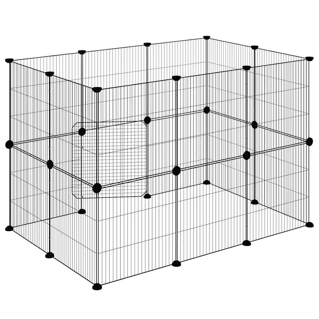 8-tlg. Haustierkäfig mit Tür Schwarz 35x35 cm Stahl