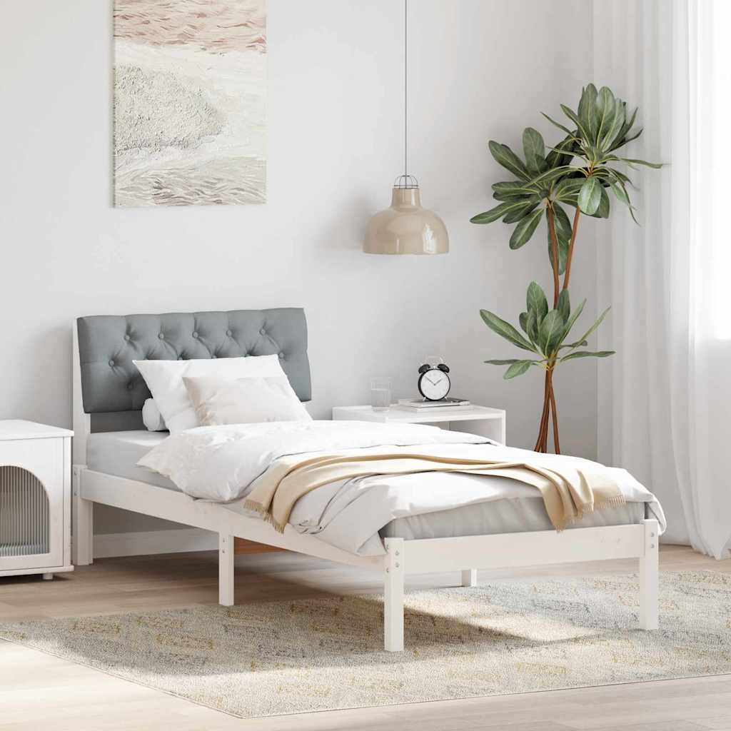Bettgestell Braun und hellgrau 200 x 200 cm Massivholz Kiefer