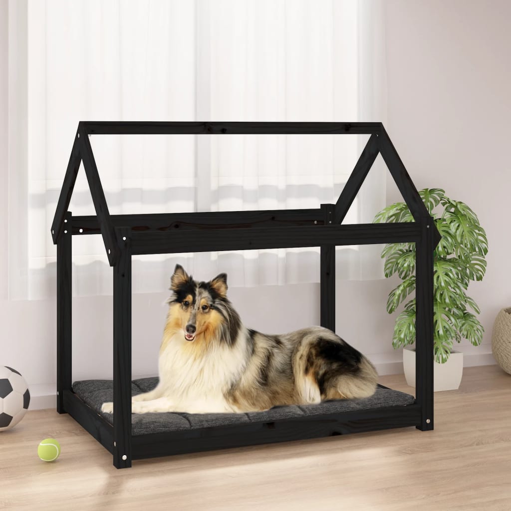 Hundebett Grau 61x50x70 cm Massivholz Kiefer