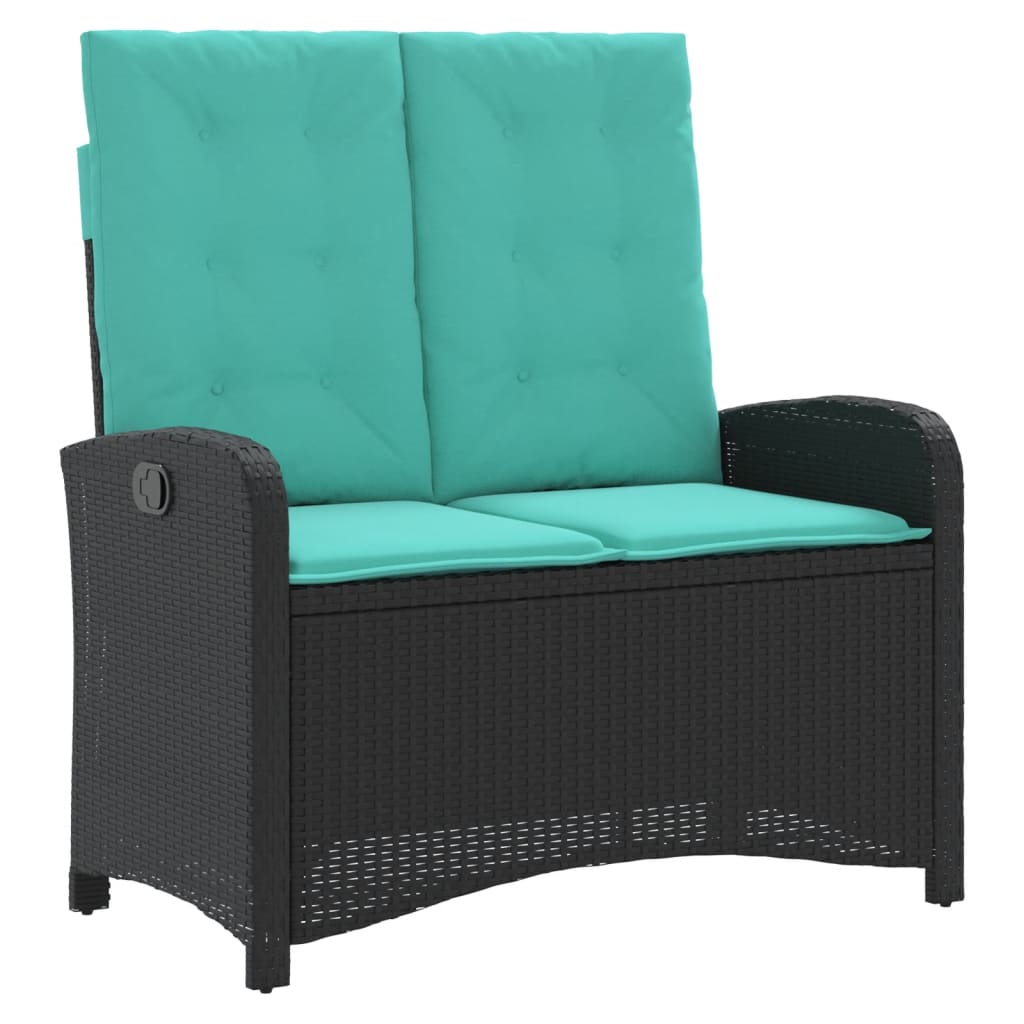 Gartenbank Verstellbar mit Kissen Braun Poly Rattan