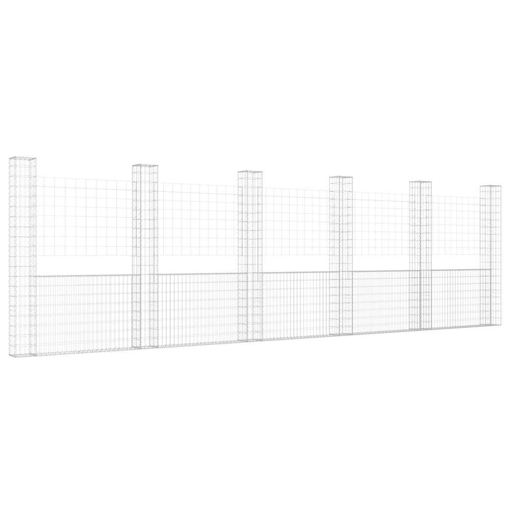 Gabionenkorb U-Form mit 2 Säulen Eisen 140x20x150 cm