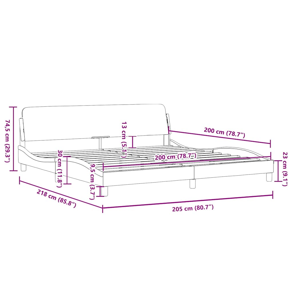 Bettgestell "Dover" Hellgrau 80x200 cm Samt
