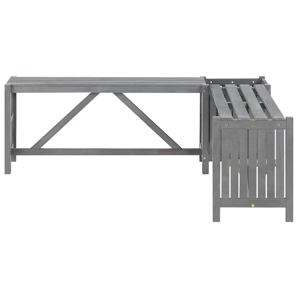 Gartenbank mit 2 Pflanzkübeln 150 cm Massivholz Akazie Grau