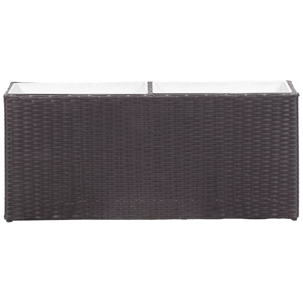 Garten-Hochbeet mit 2 Töpfen 90x20x40cm Poly Rattan Schwarz