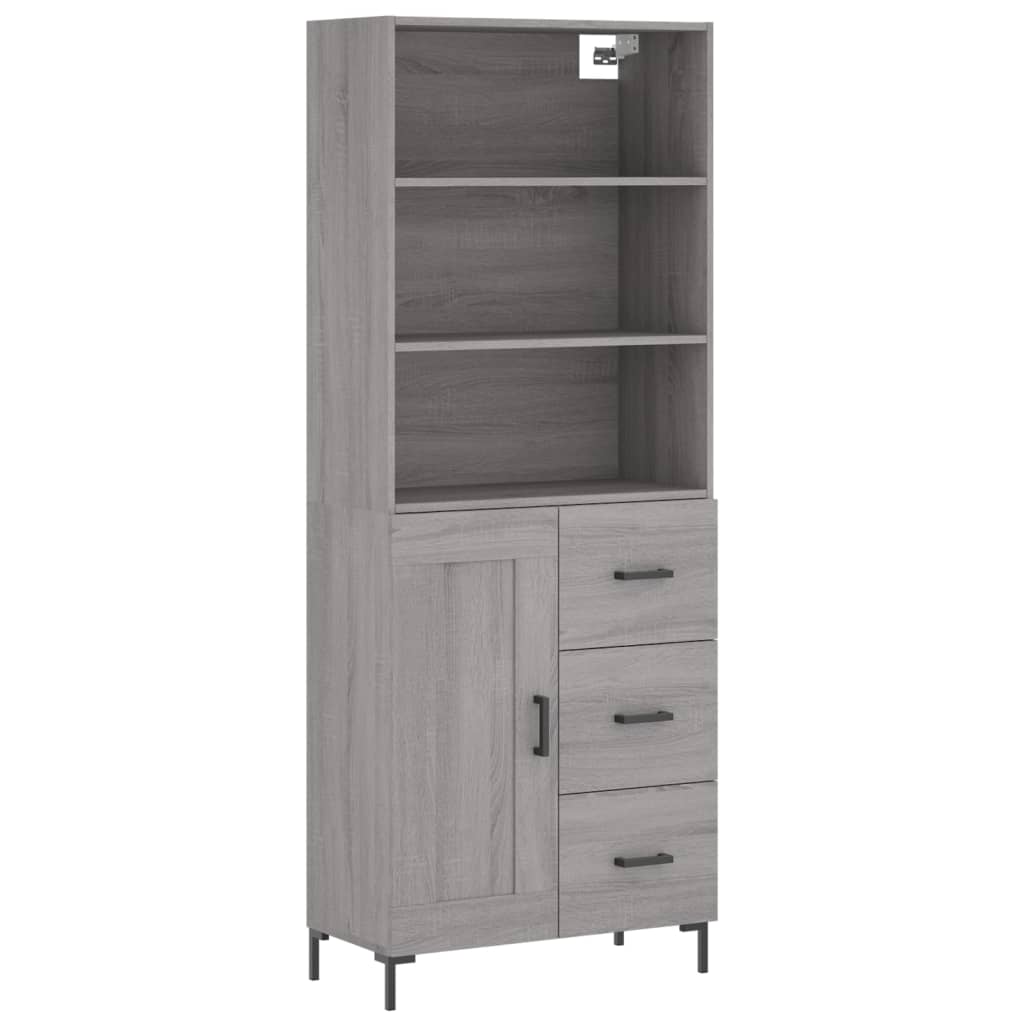 Highboard Hochglanz-Weiß 69,5x34x180 cm Holzwerkstoff