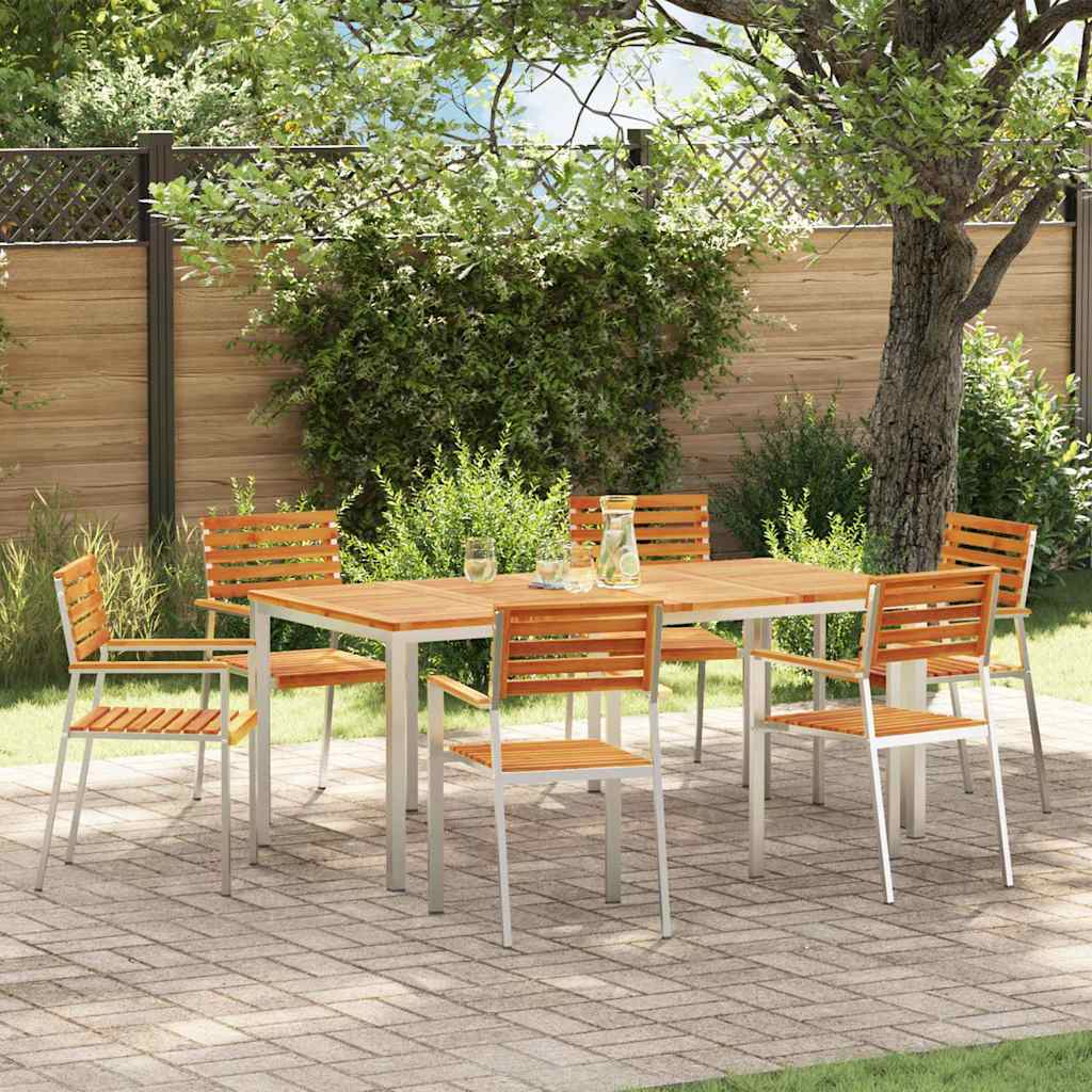 Gartenstuhl 6 pcs Massives Akazienholz und Edelstahl