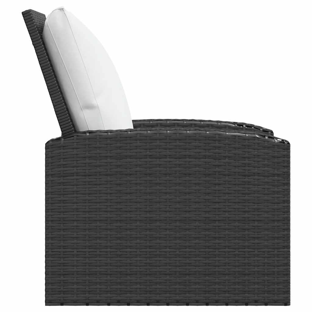 Gartensessel Verstellbar mit Kissen Hellbraun Poly Rattan