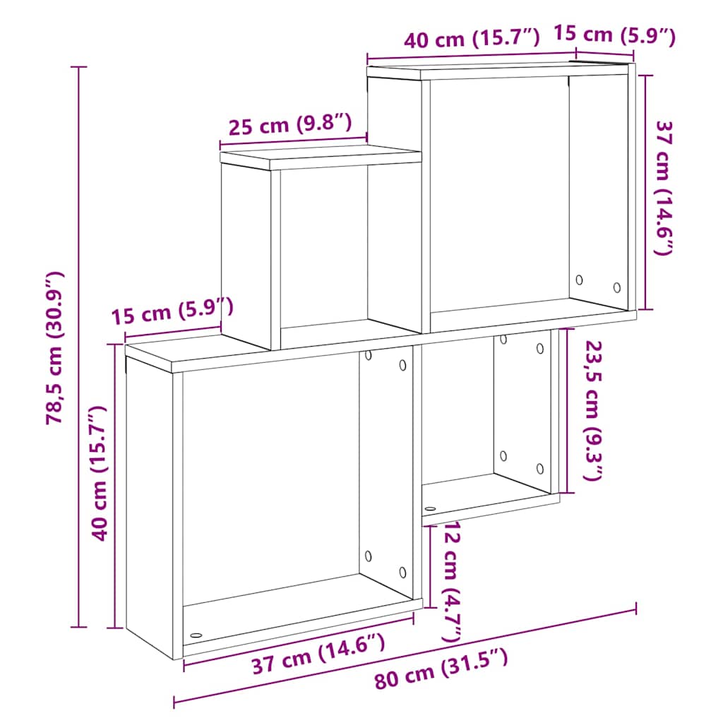 Würfelregal Weiß 80x15x78,5 cm Holzwerkstoff