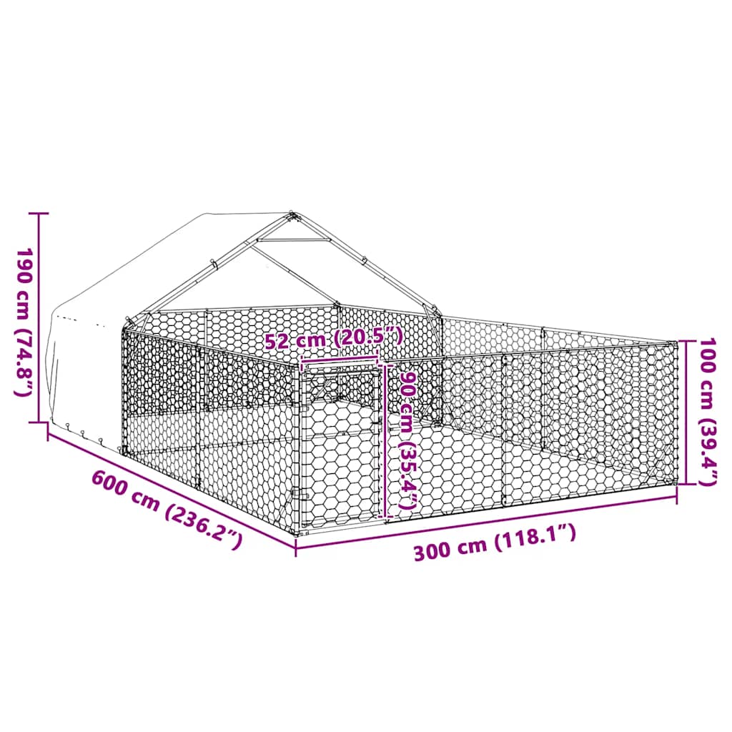 Outdoor-Hundezwinger mit Auslauf 3x3x1,9 m Verzinkter Stahl