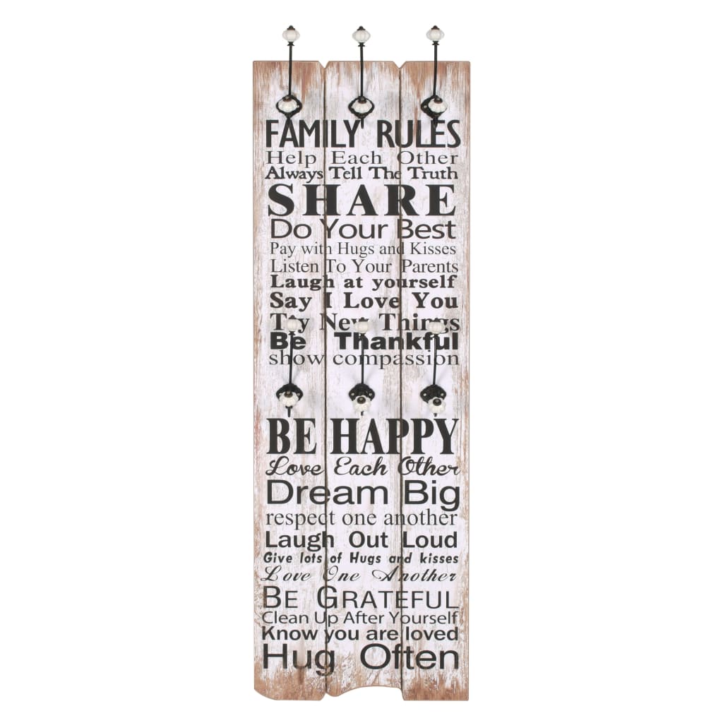 Wandgarderobe mit 6 Haken 120 x 40 cm "HOME IS