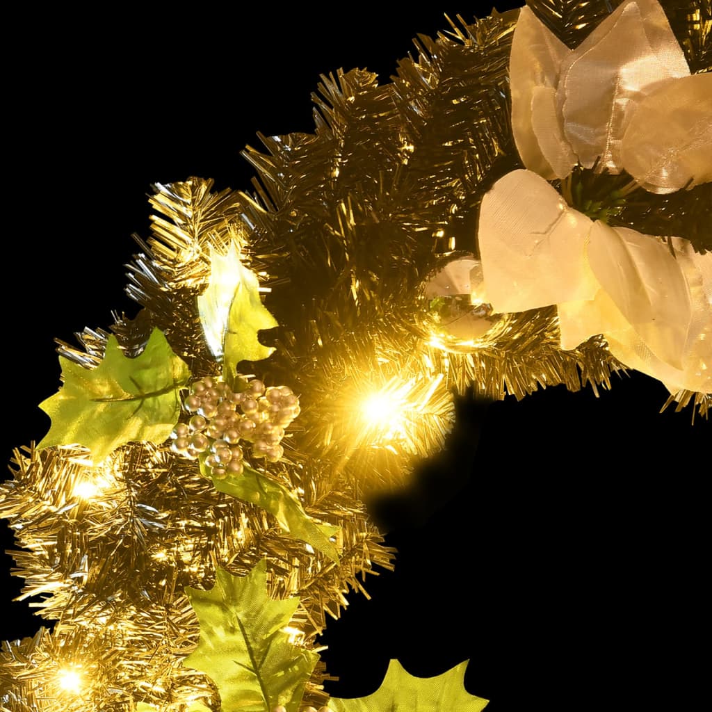Weihnachtskranz mit LED-Lichtern Grün 60 cm PVC