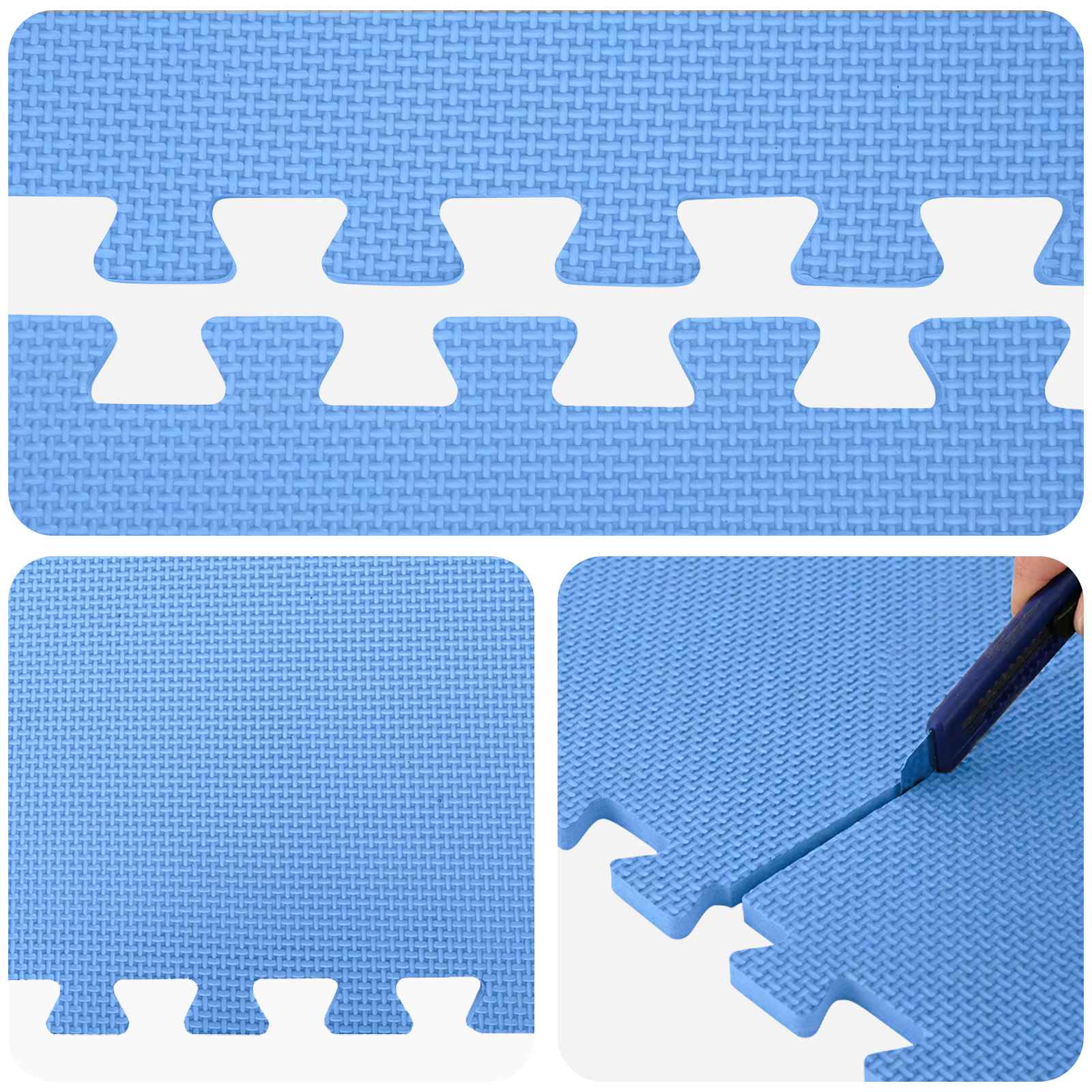 Pool Bodenteppich 6 pcs Schwarz 2,16 ㎡ EVA-Schaum