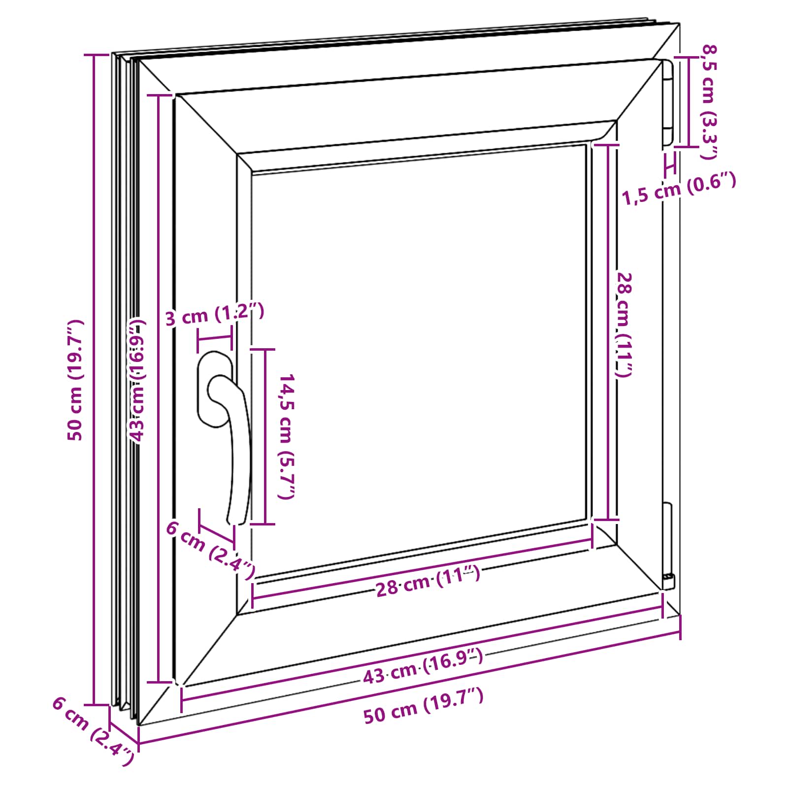Kellerfenster RISOR 50 x 50 cm PVC und Glas Weiß