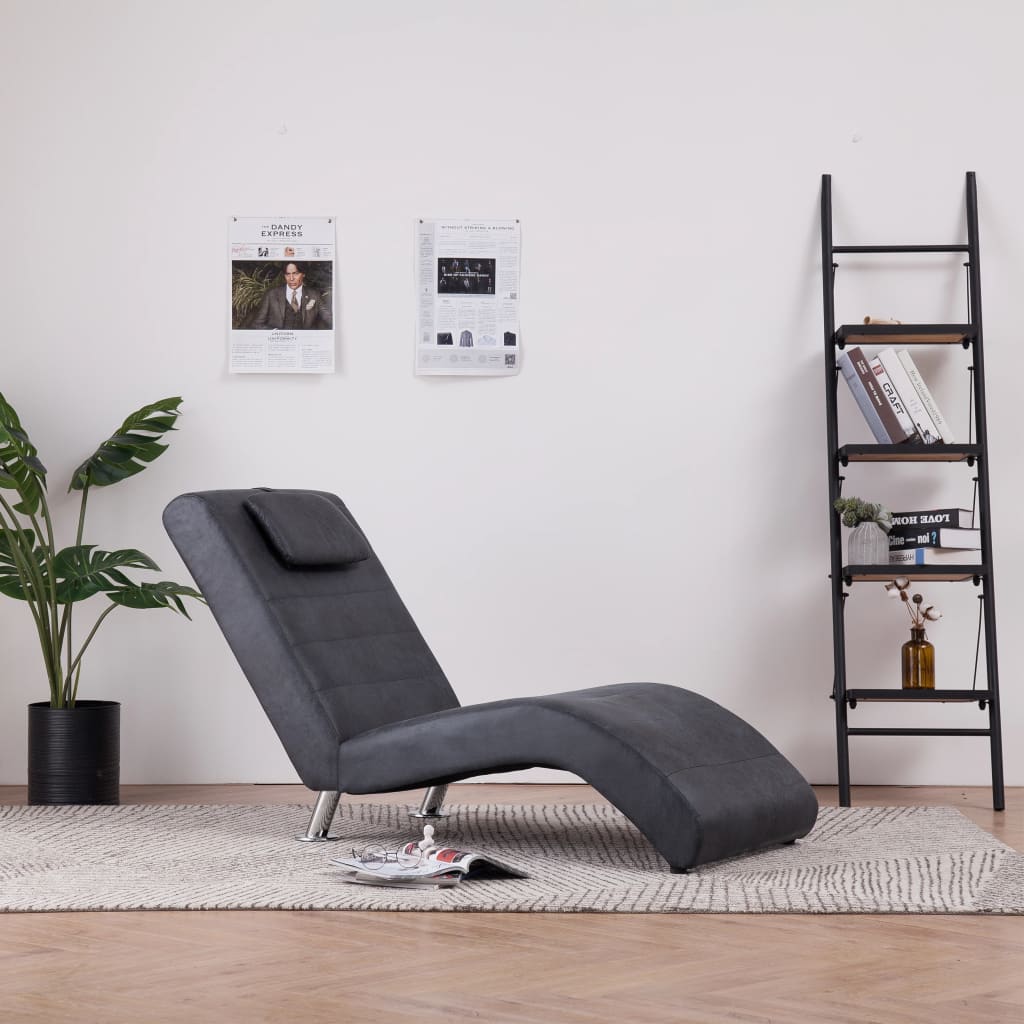 Chaiselongue mit Kissen Braun Wildleder-Optik