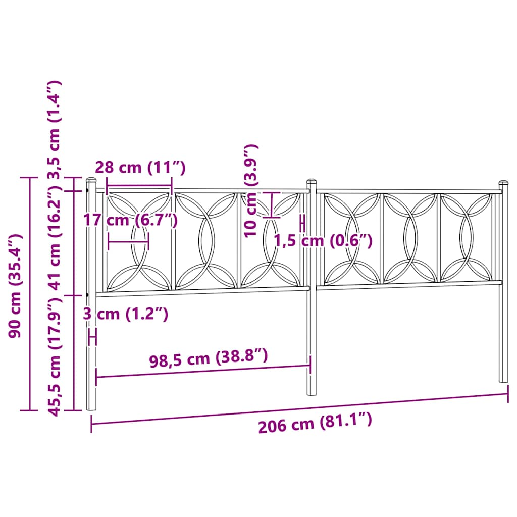 Ersatz-Kopfteil Metall Schwarz 100 cm