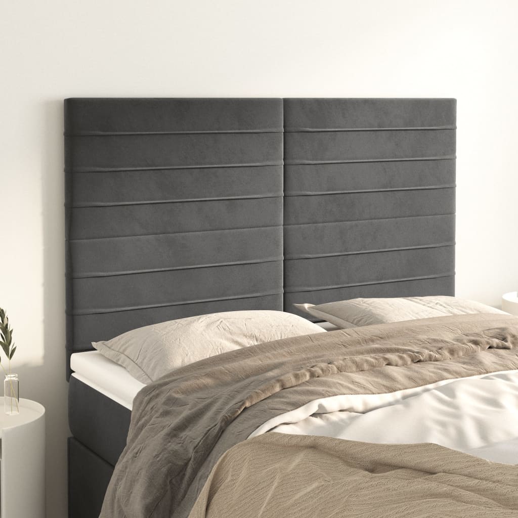 Kopfteil Hellgrau 80x5x118/128 cm Samt