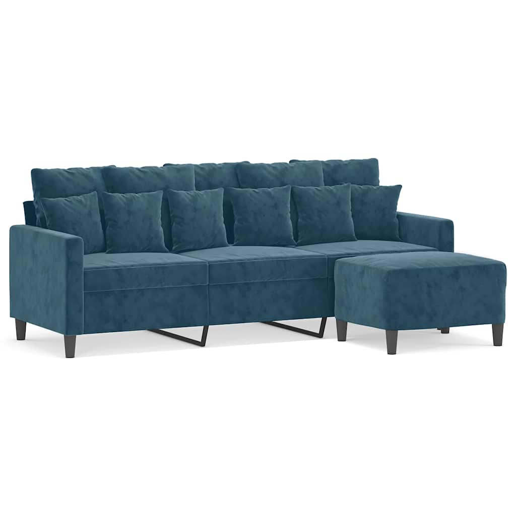 3-Sitzer-Sofa mit Hocker Rosa 180 cm Samt