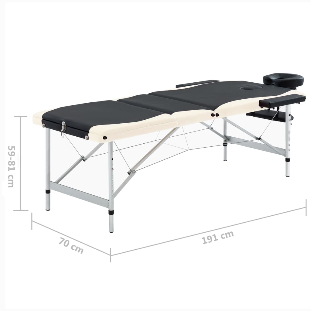 Massagetisch Klappbar 3 Zonen Aluminium Dunkellila