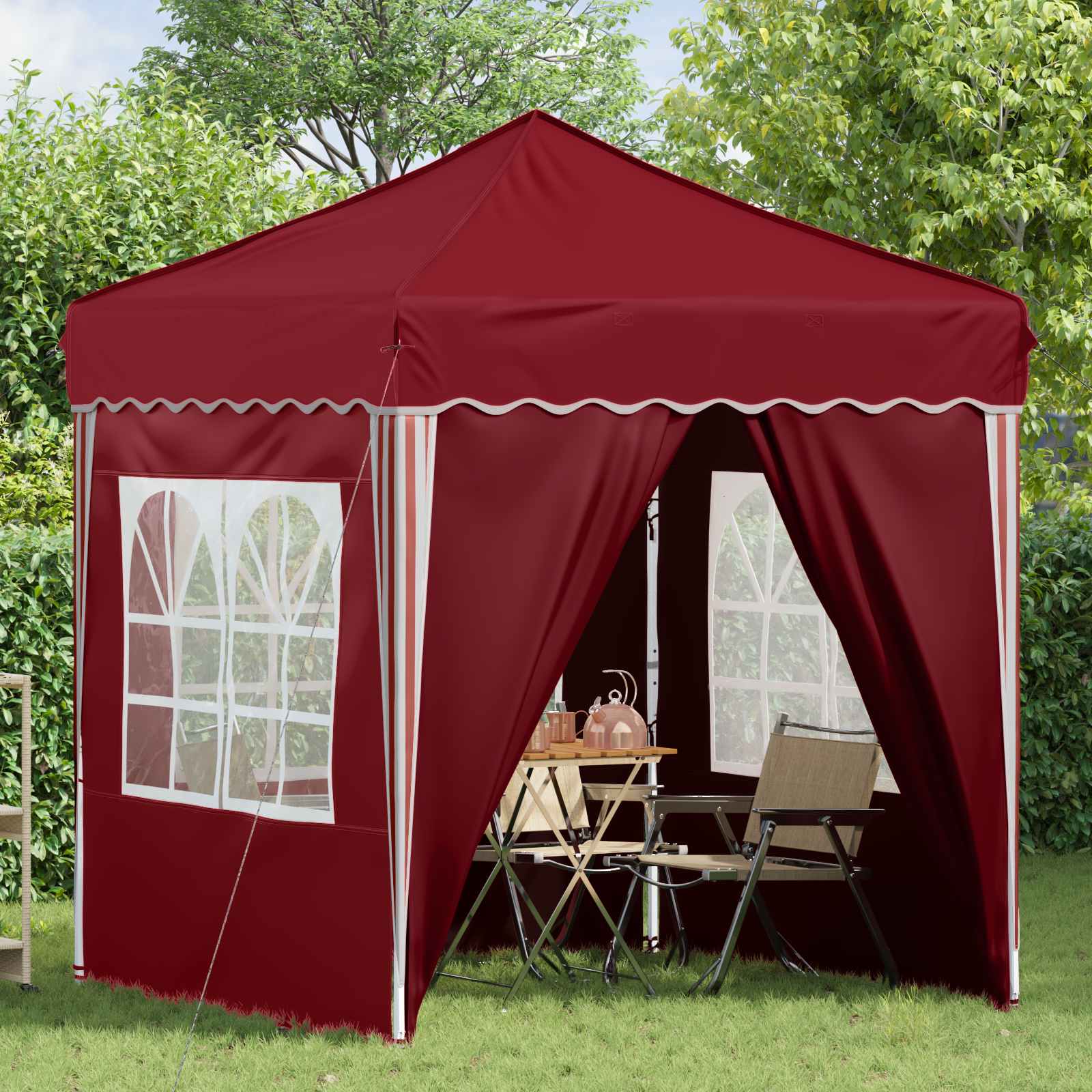 Pop-up Partyzelt 195 x 195 x 245 cm Creme Oxford-Stoff