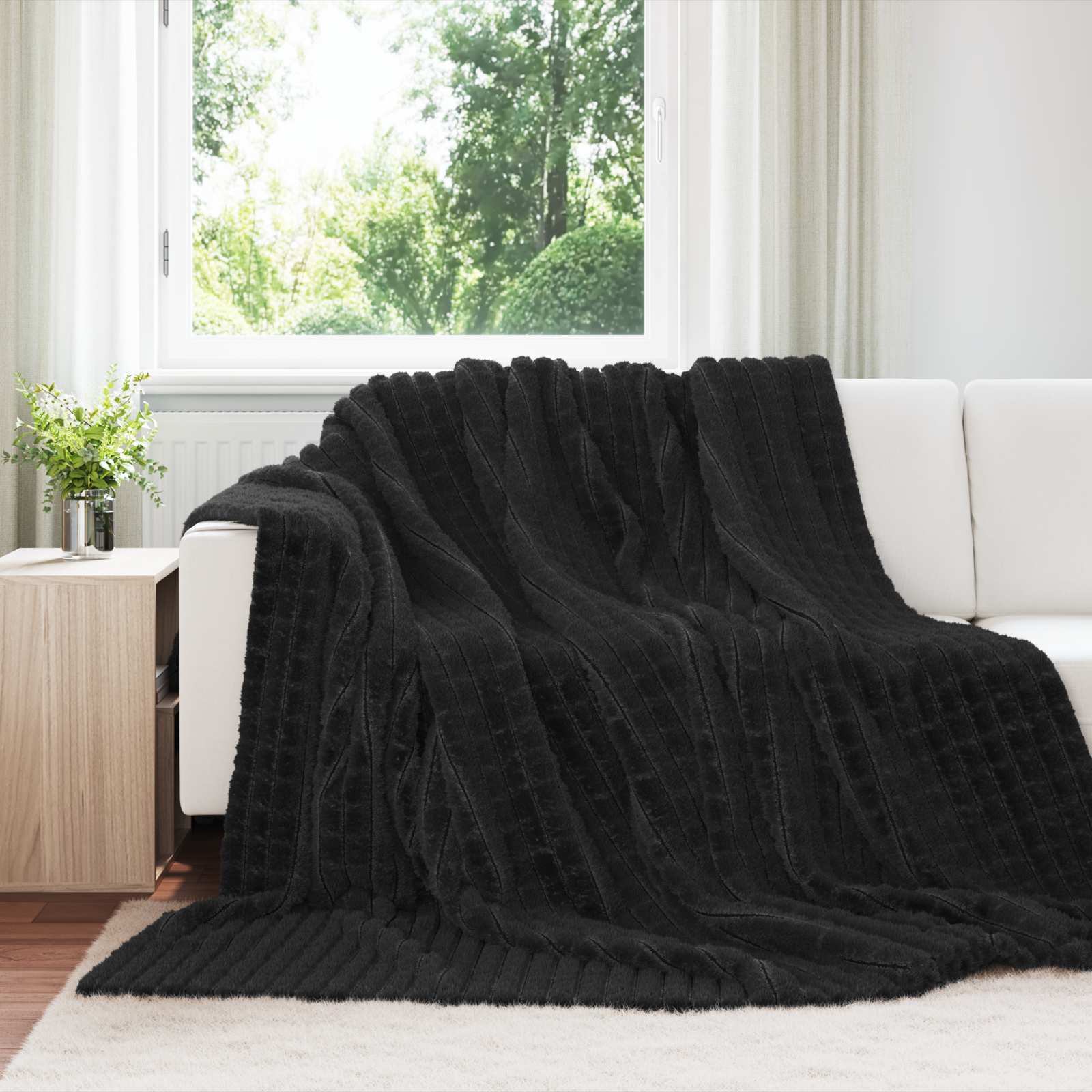 Überwurfdecke Beige 150 x 130 cm Fleece