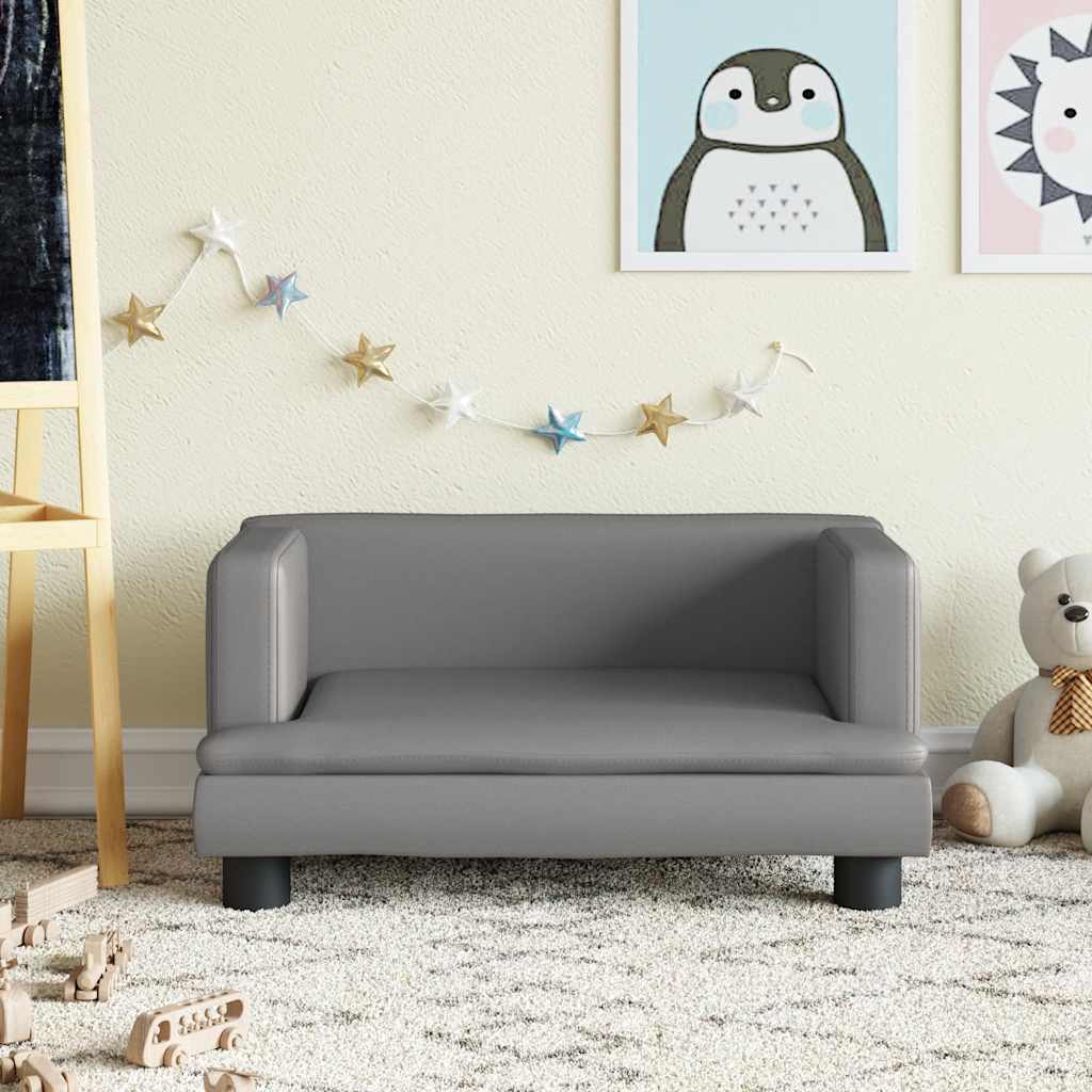 Kindersofa Schwarz 60x40x30 cm Kunstleder