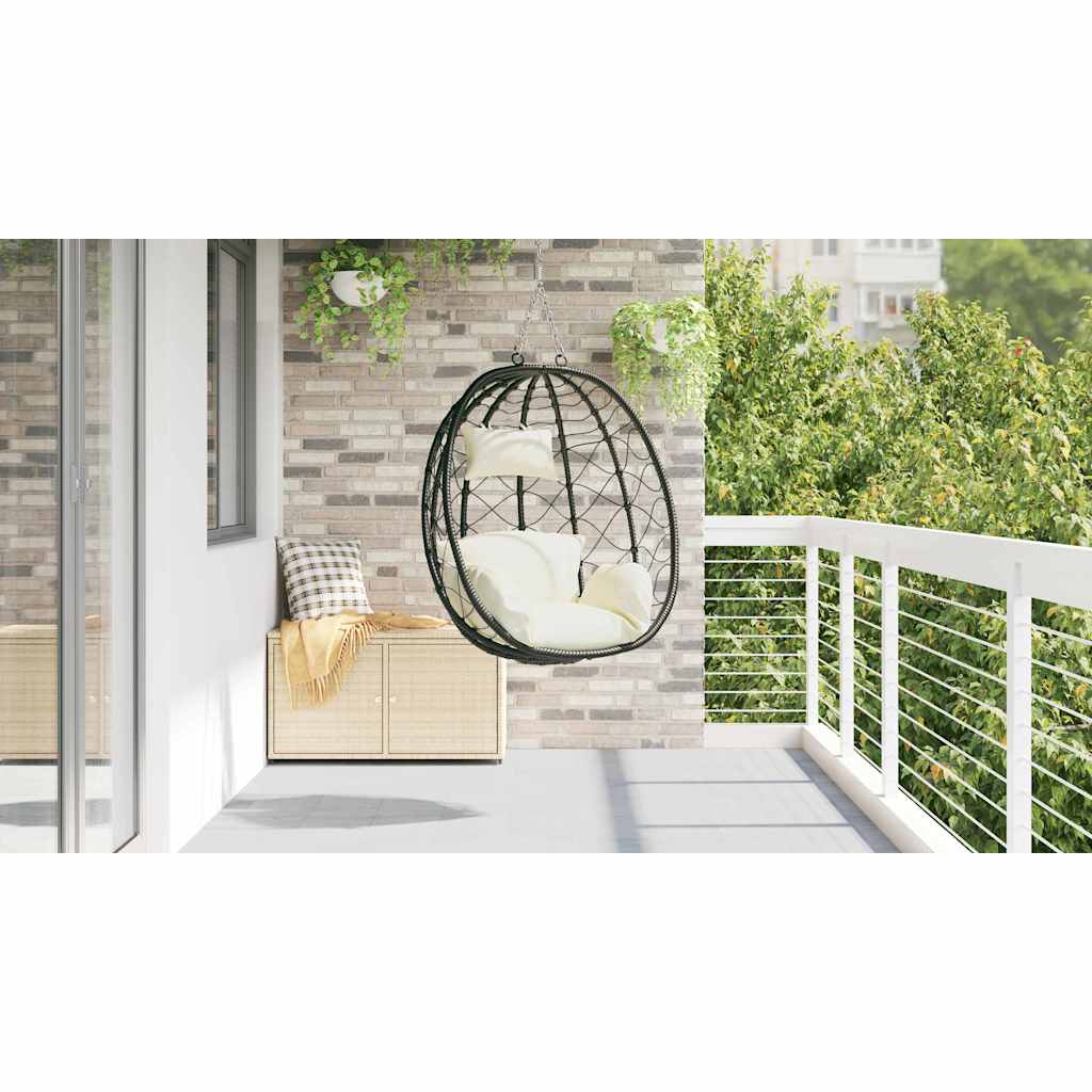 Hängendes Ei-Stuhl Anthrazit 91,5 x 54,5 x 107 cm Poly-Rattan