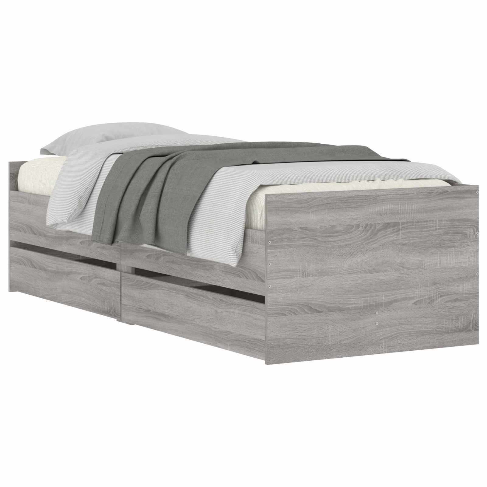 Bett mit Schubladen Braun Eiche-Optik 75x190 cm