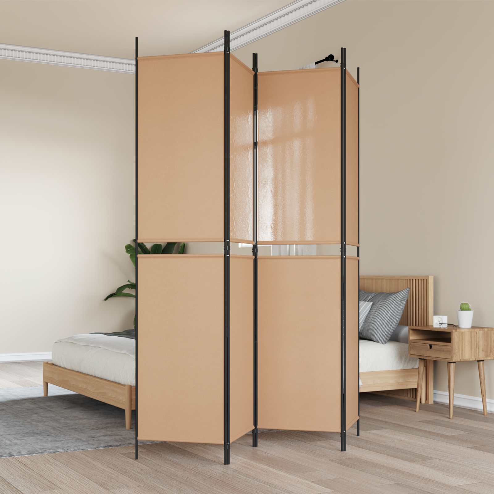 3-teiliger Raumteiler Beige 150 x 180 cm Stoff