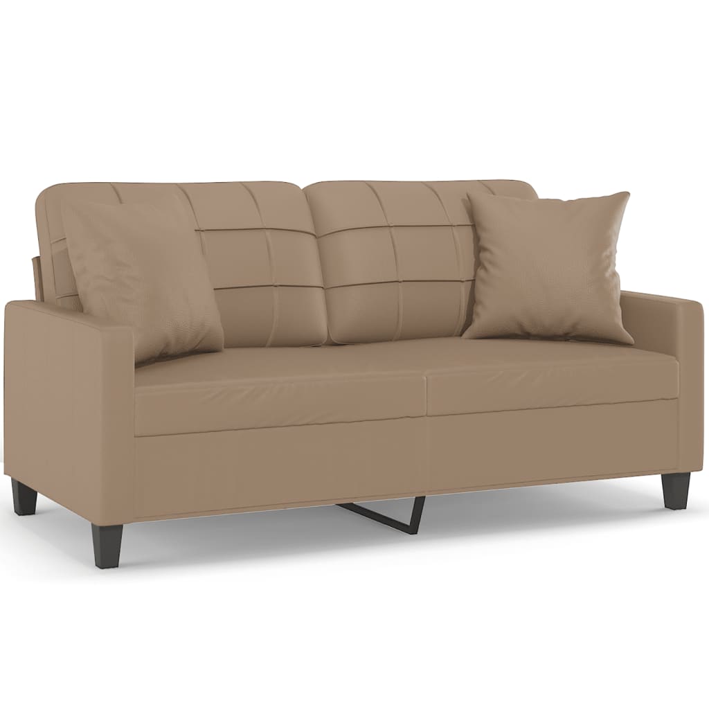 3-Sitzer-Sofa mit Zierkissen Schwarz 180 cm Kunstleder