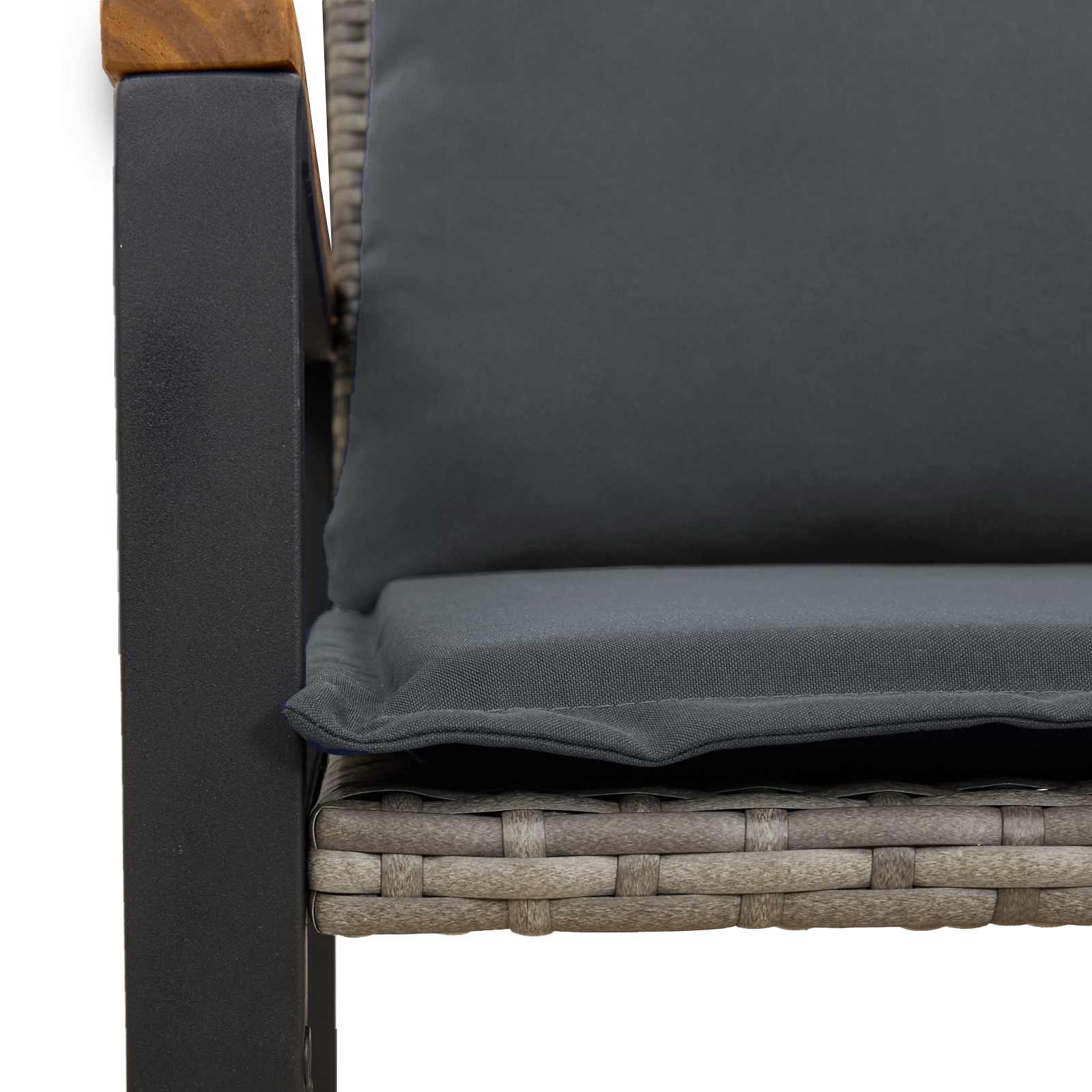 Bank mit Kissen Schwarz und Cremeweiß 115 x 65 x 72 cm Rattan