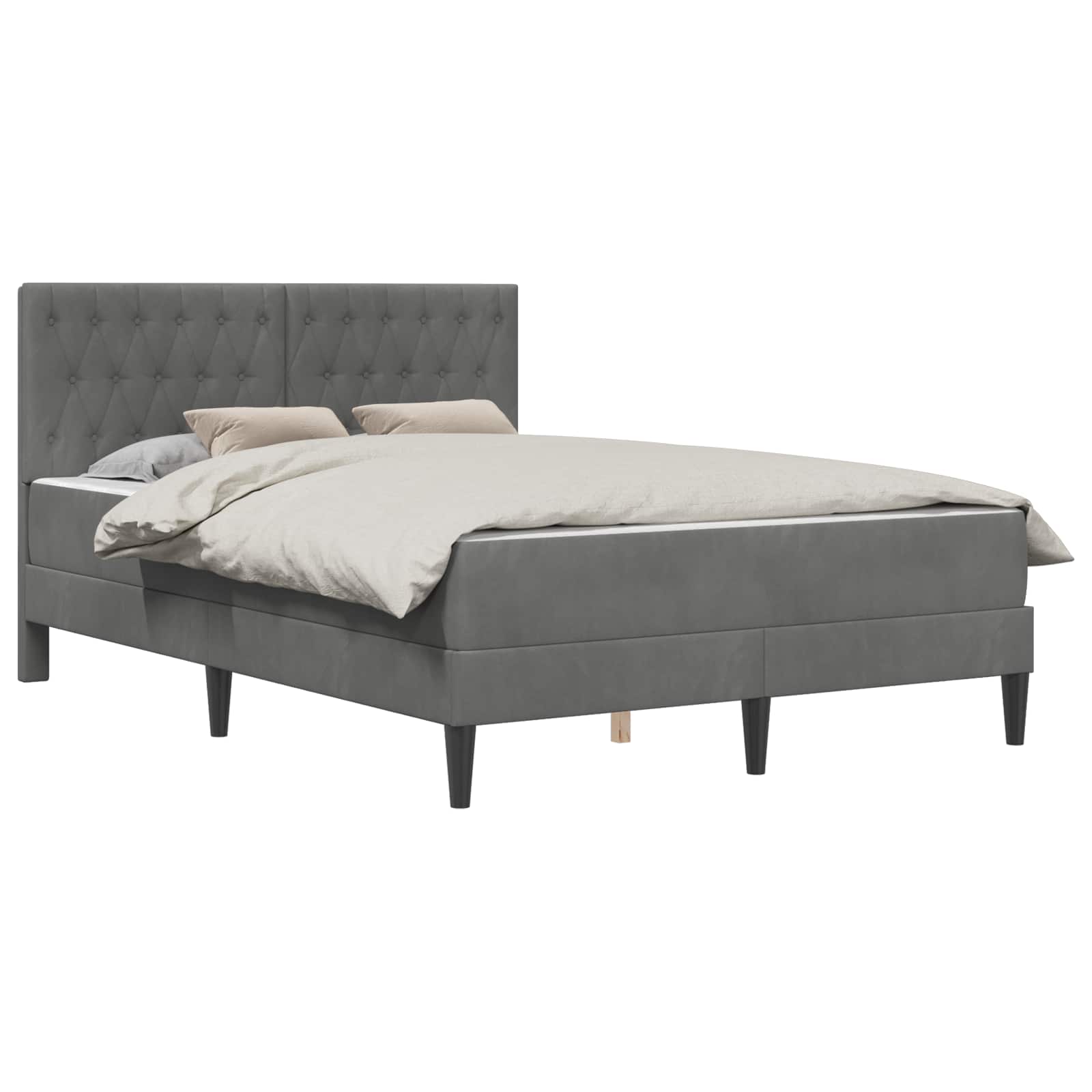 Bettgestell mit Matratze mit Kopfteil Hellgrau 80 x 200 cm Samt