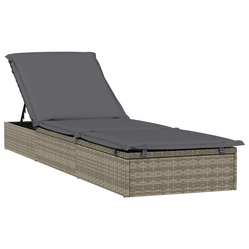 Sonnenliege 1 Stk. mit Tisch Schwarz Poly Rattan