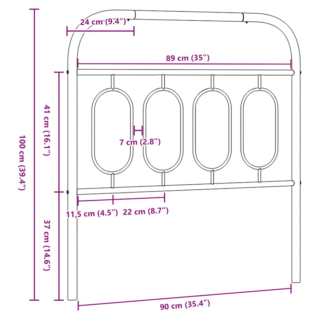 Ersatz-Kopfteil Metall Schwarz 75 cm
