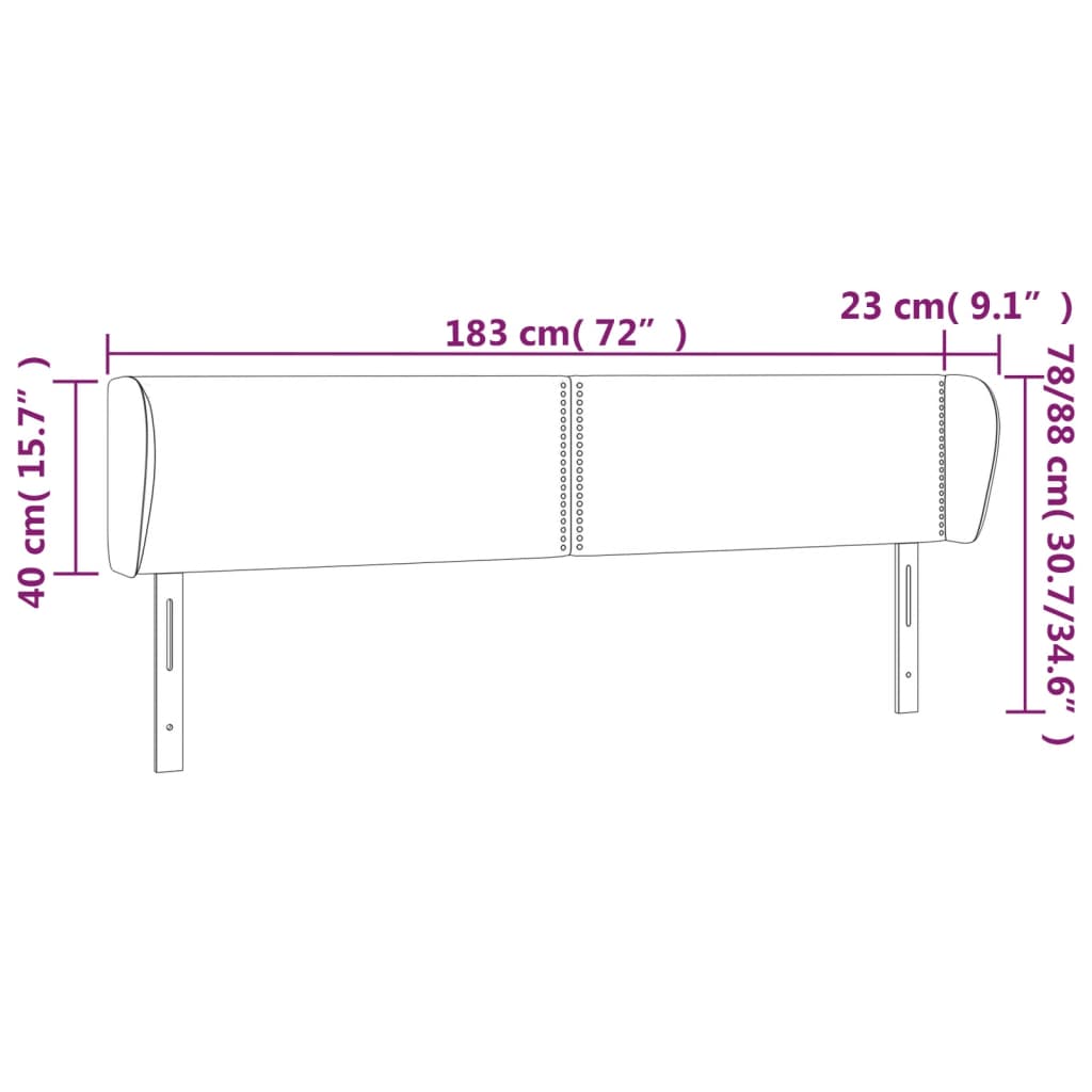 Kopfteil mit Ohren Dunkelgrau 83x23x78/88 cm Stoff