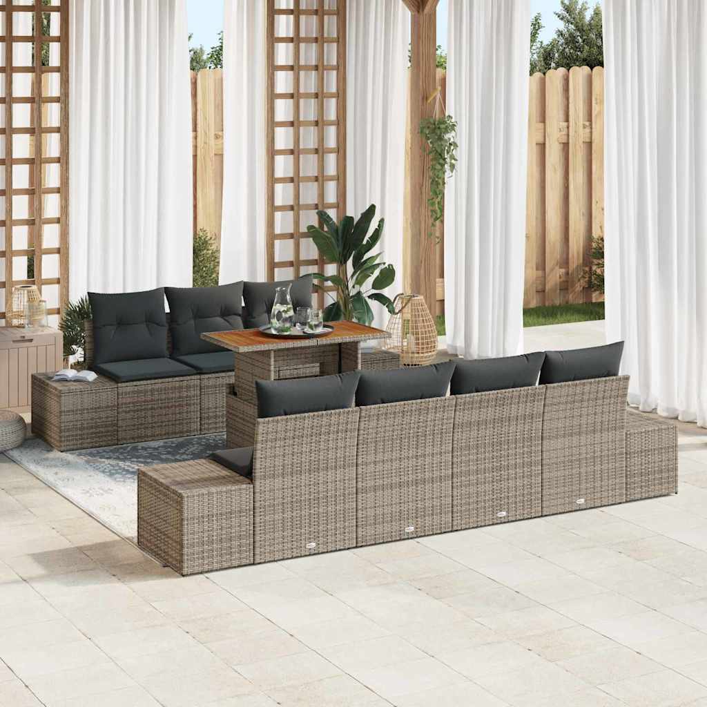 Garten Essgruppe mit Kissen 8 pcs Schwarz und Creme