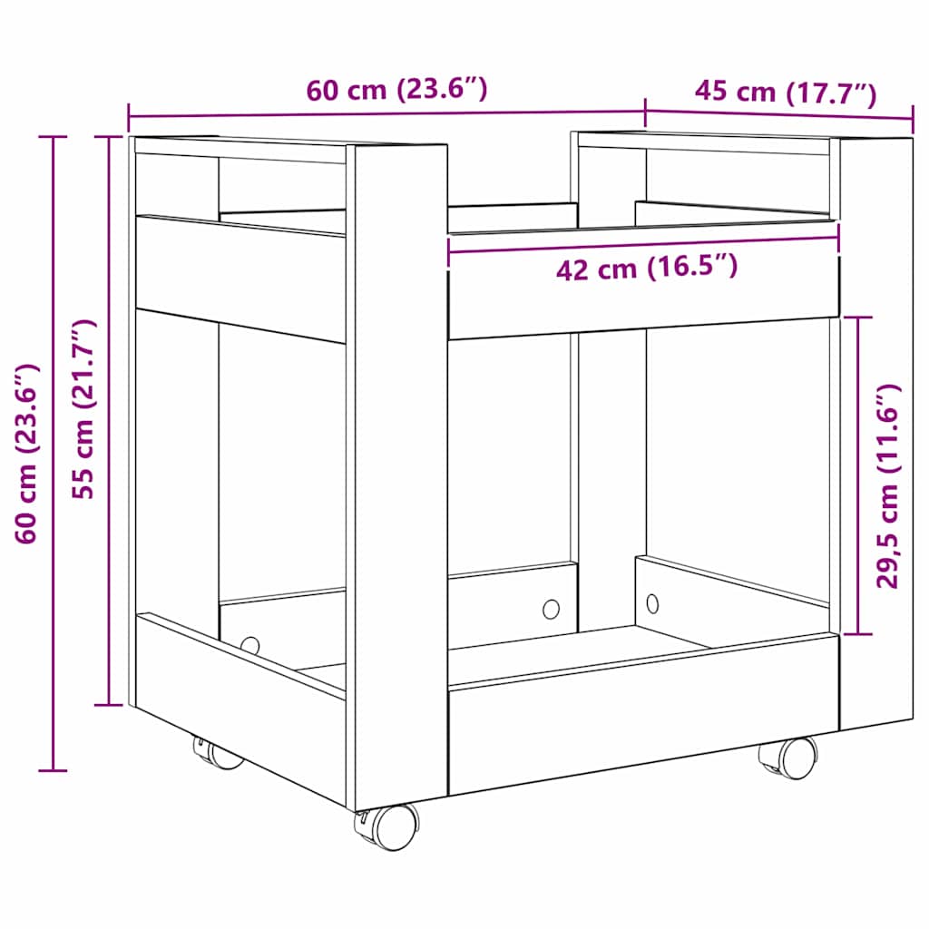 Bürowagen Weiß 60x45x60 cm Holzwerkstoff