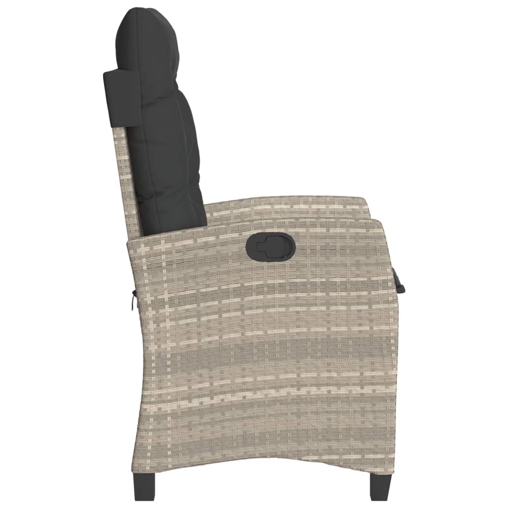 Gartensessel Verstellbar mit Kissen Schwarz Poly Rattan