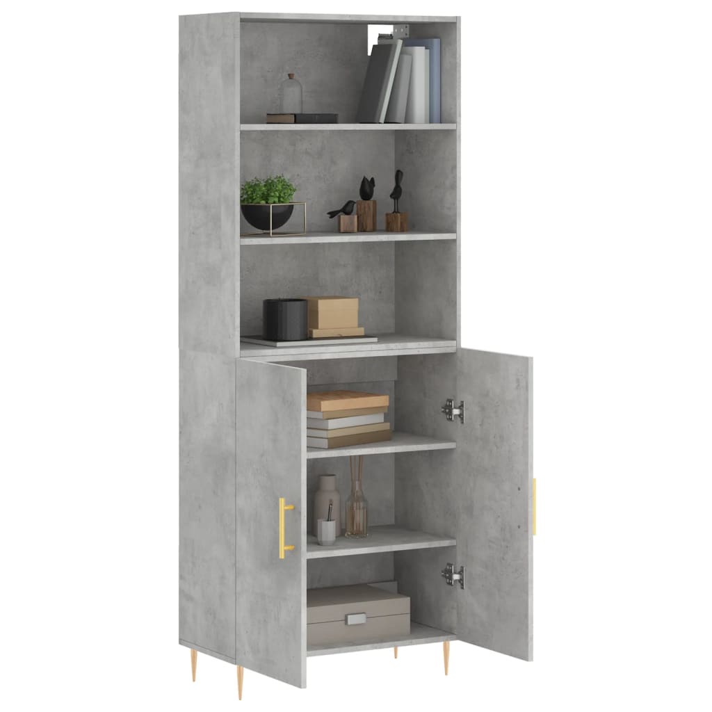 Highboard Hochglanz-Weiß 69,5x34x180 cm Holzwerkstoff
