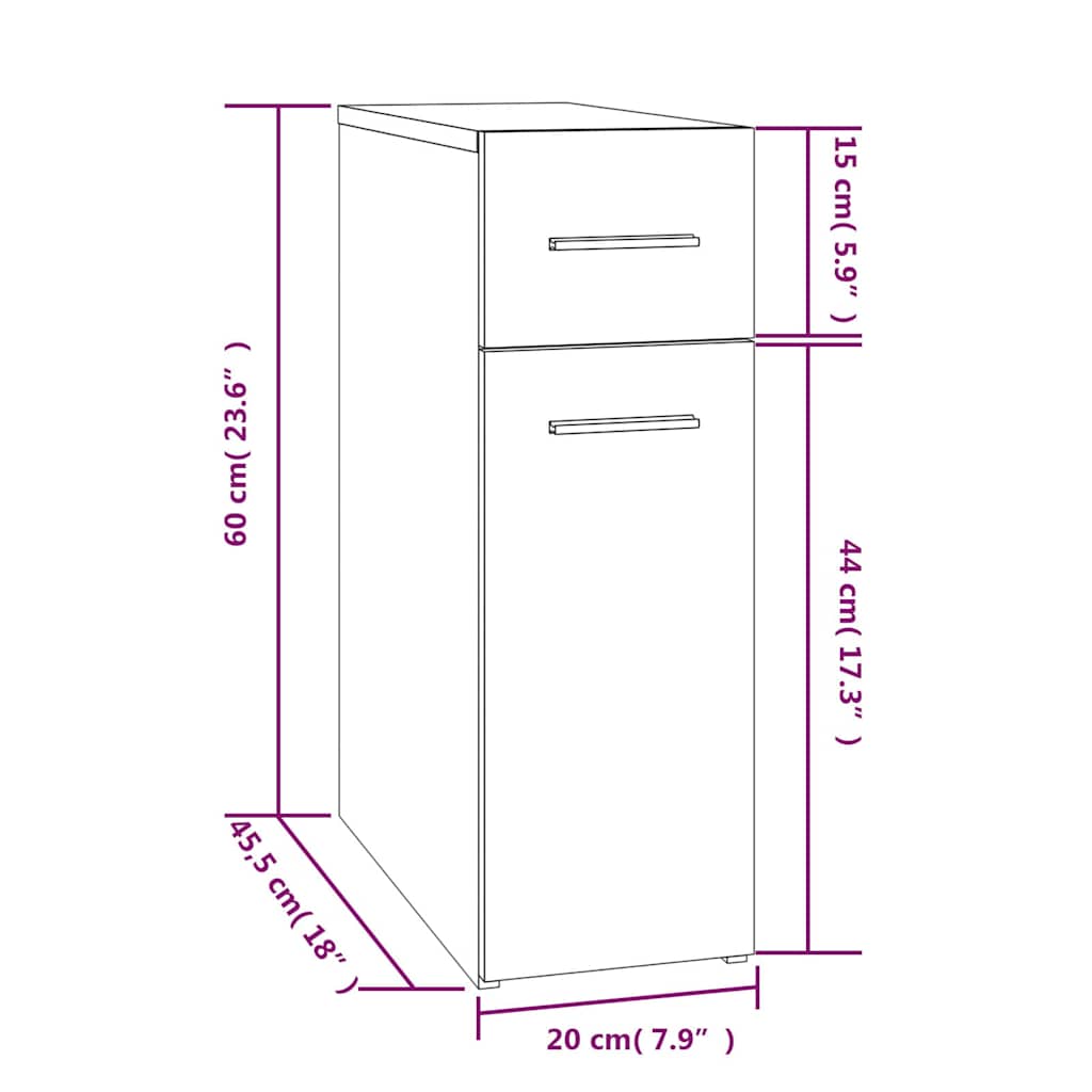 Apothekerschrank Weiß 20x45,5x60 cm Holzwerkstoff