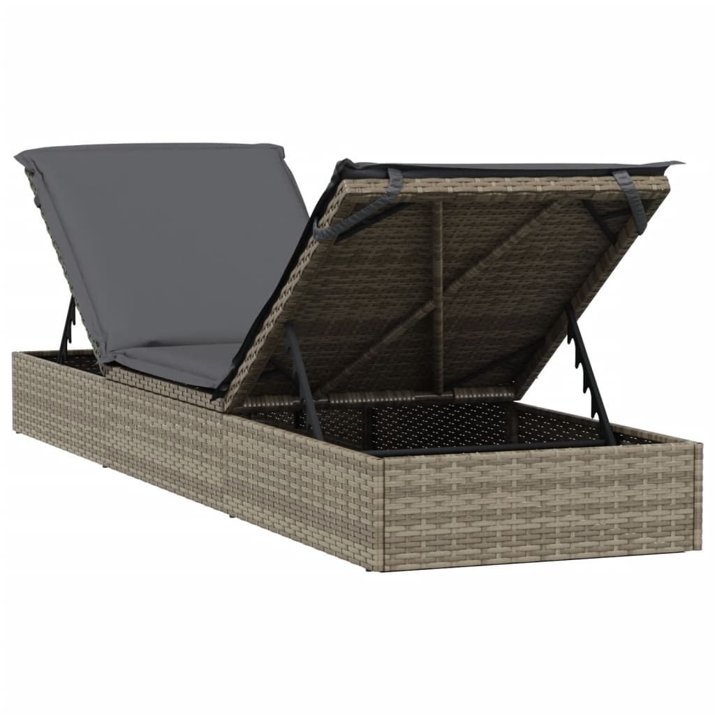 Sonnenliege 1 Stk. mit Tisch Schwarz Poly Rattan