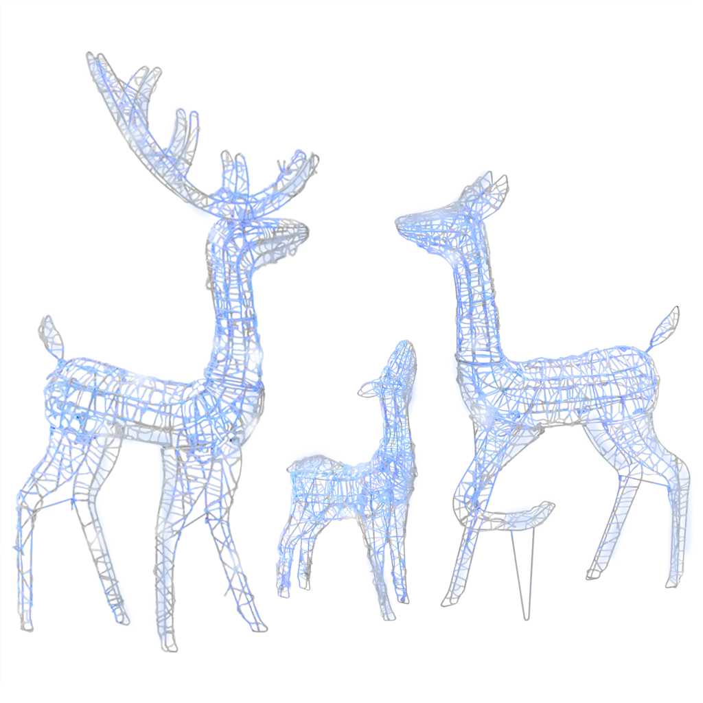 Rentierfamilie Weihnachtsdekoration Weiß und Silber 201 LEDs