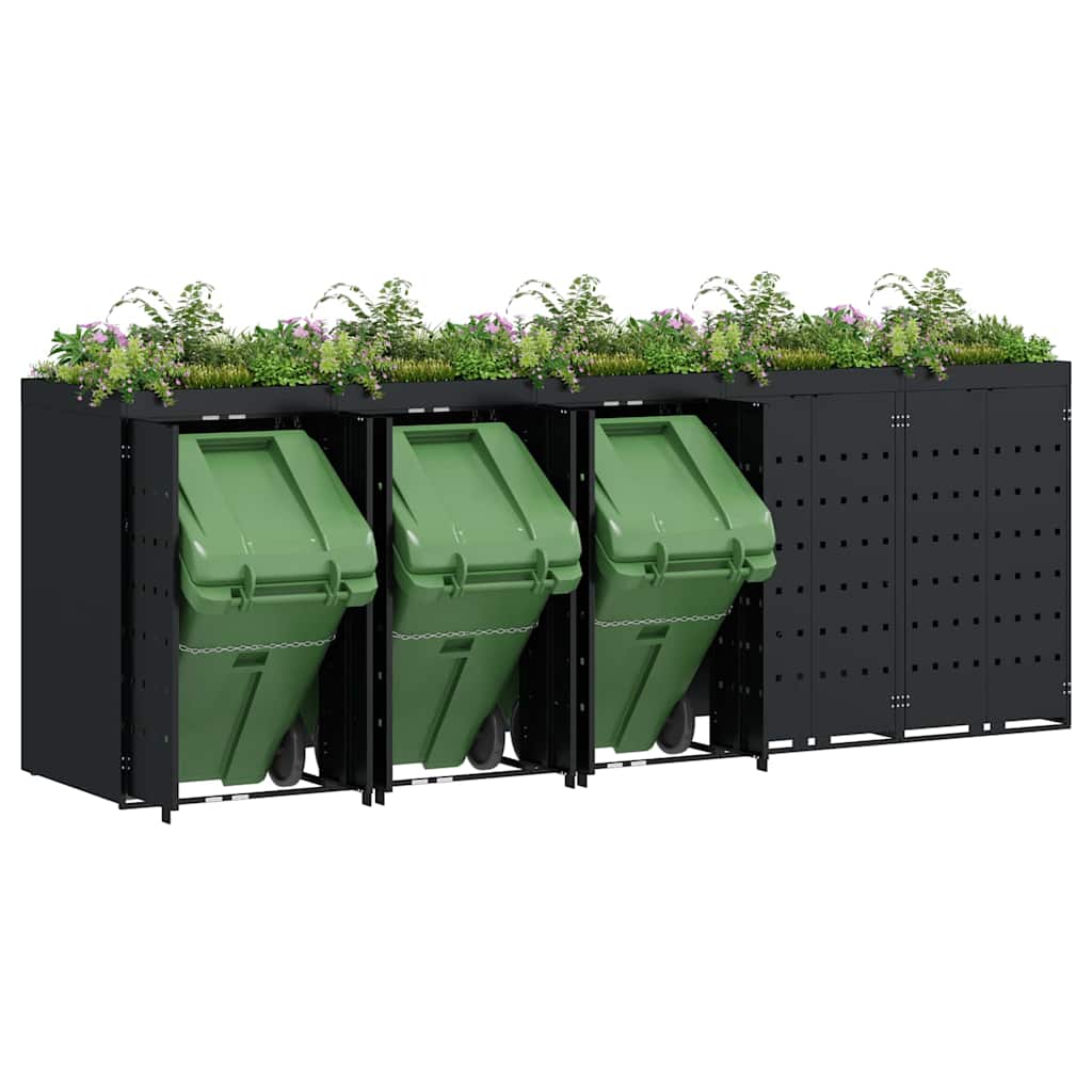 Mülltonnenbox für 2 Tonnen Schwarz 138x79x117 cm Stahl