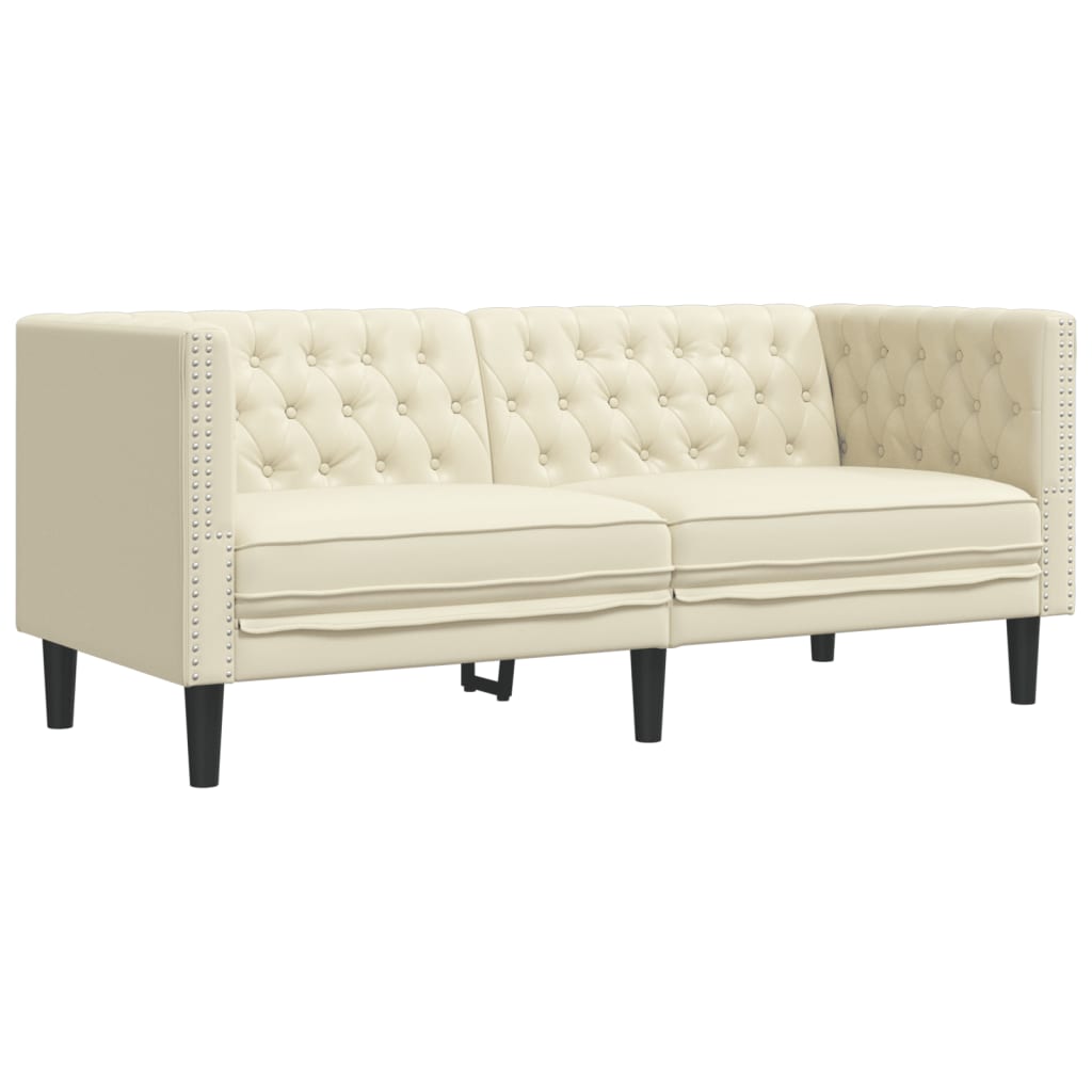 3-tlg. Chesterfield-Sofa-Set Schwarz Kunstleder