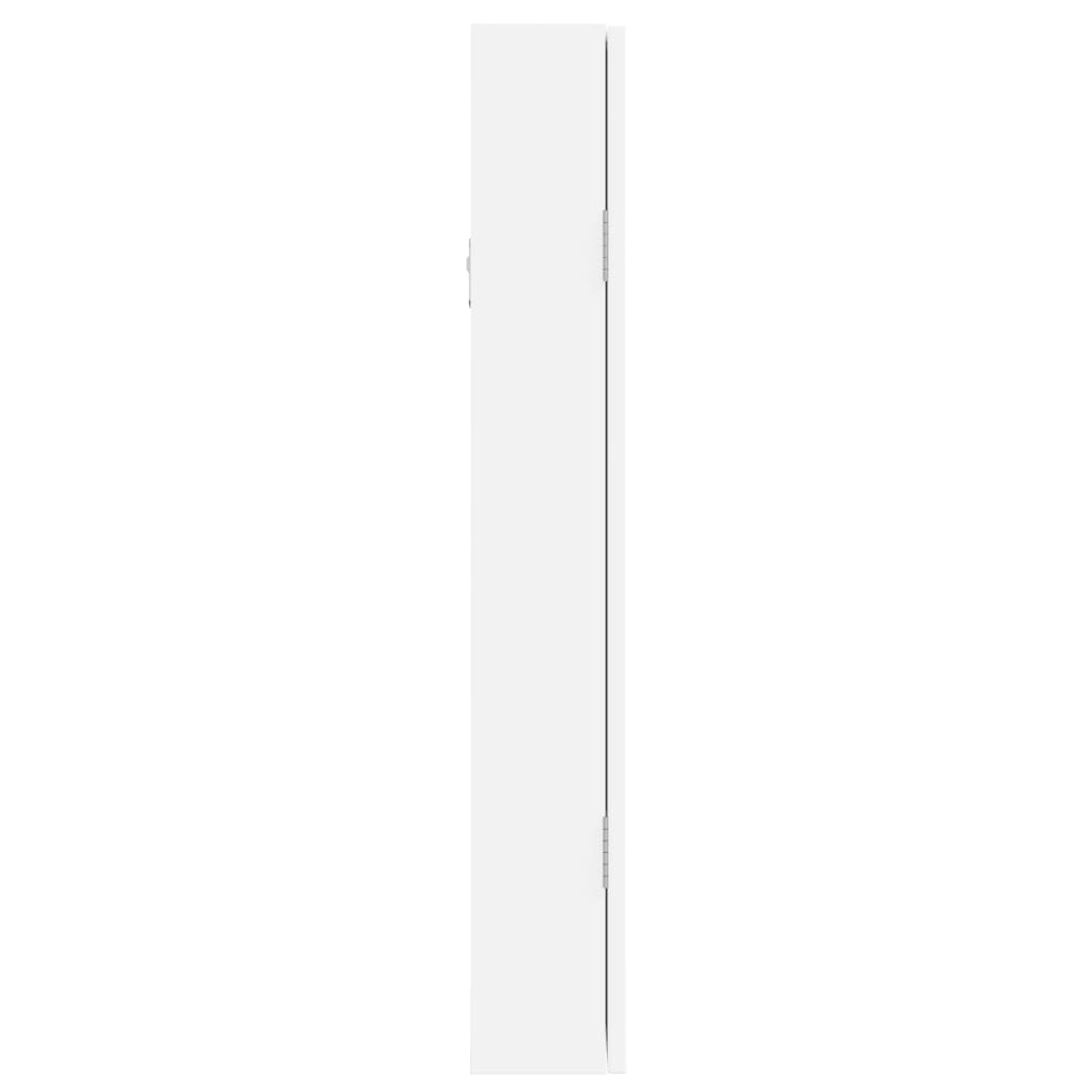 Schmuckschrank mit Spiegel Wandmontage Weiß 37,5x10x106 cm
