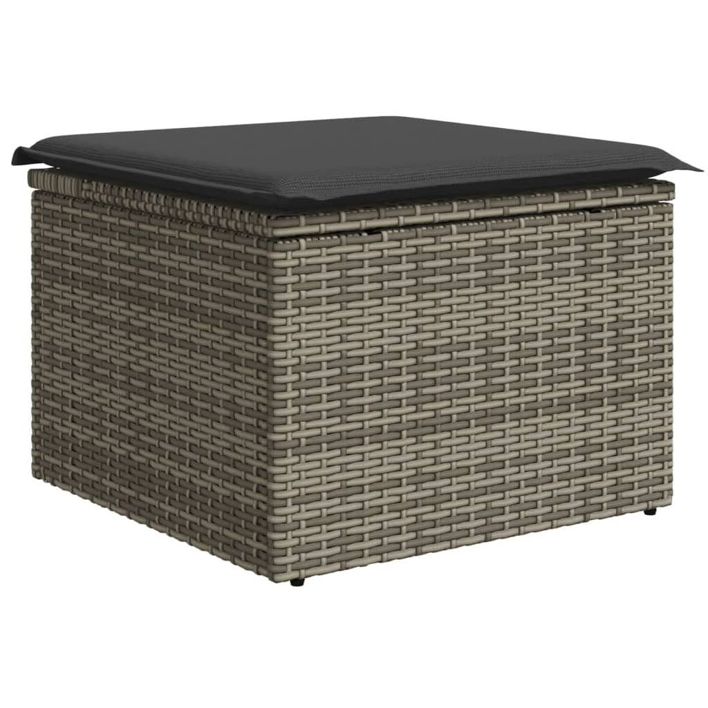 Gartenhocker mit Kissen Schwarz 55x55x37 cm Poly Rattan