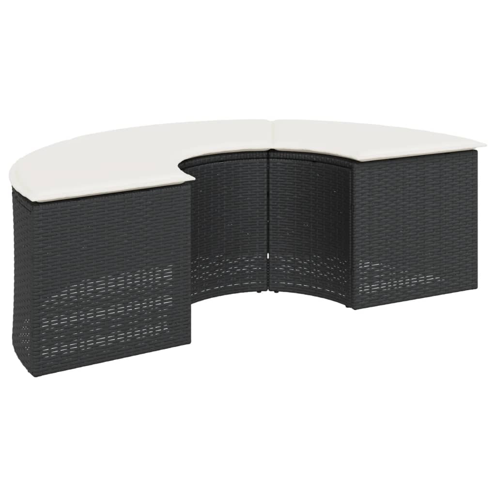 Gartenhocker mit Kissen Grau Poly Rattan