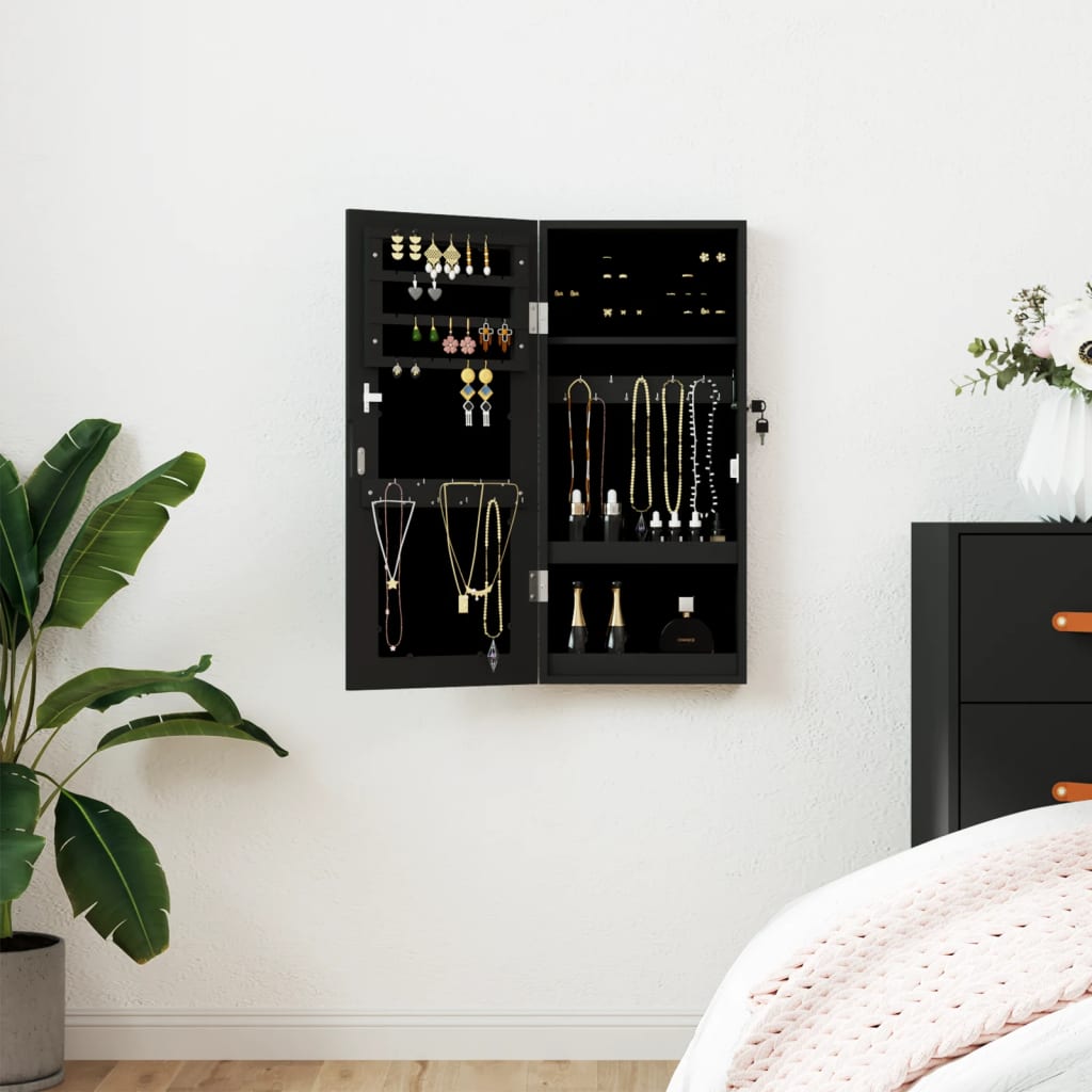 Schmuckschrank mit Spiegel Wandmontage Weiß 30x8,5x67 cm
