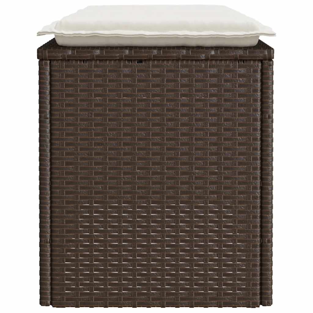 Gartenbank mit Kissen Schwarz 110x40x44 cm Poly Rattan