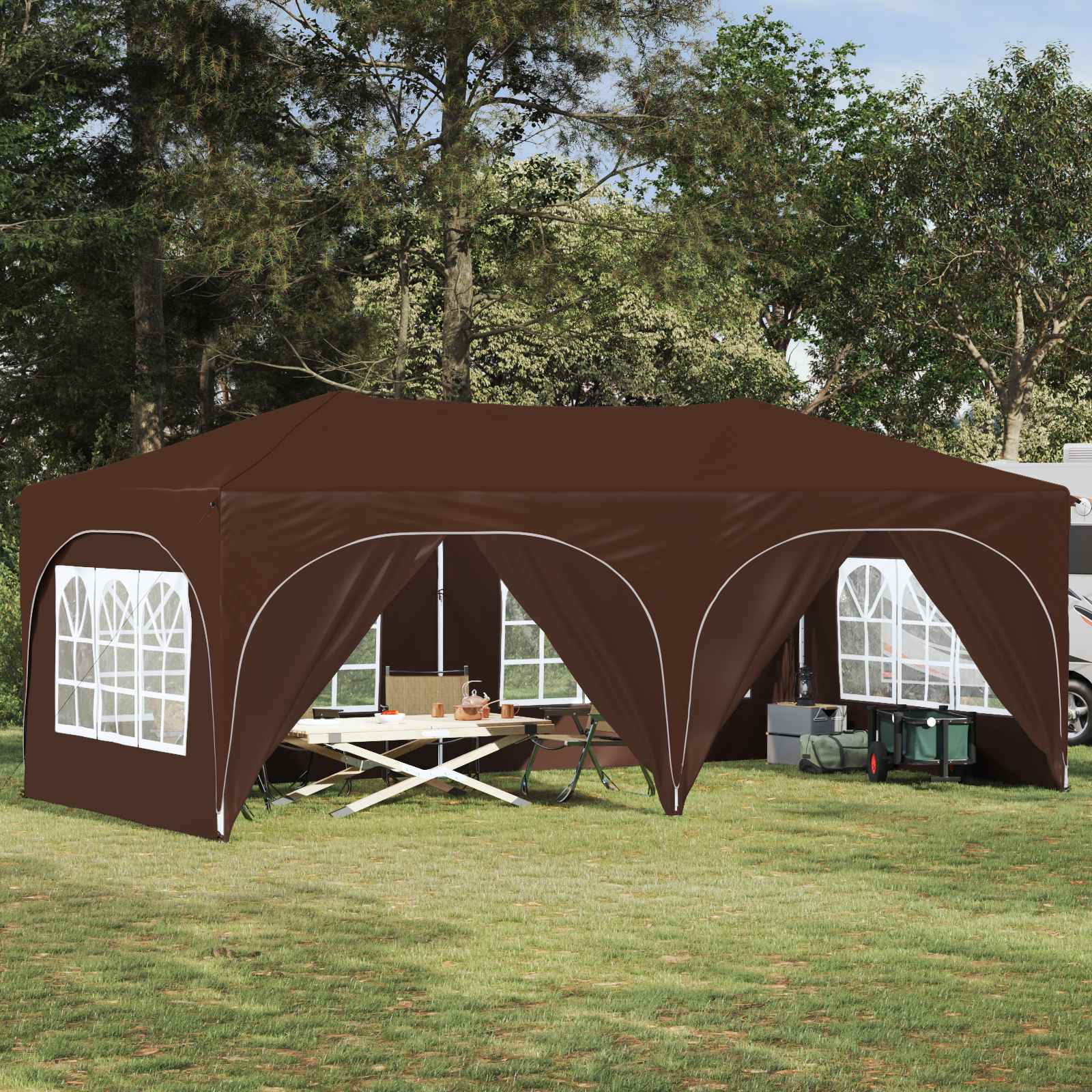 Pop-up Partyzelt 575 x 288 x 245 cm Creme Oxford-Stoff